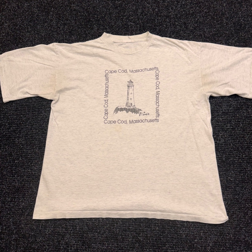 Vintage Cape Cod Massachusetts Lighthouse T-Shirt Grey Heather XL Souvenir Tee
